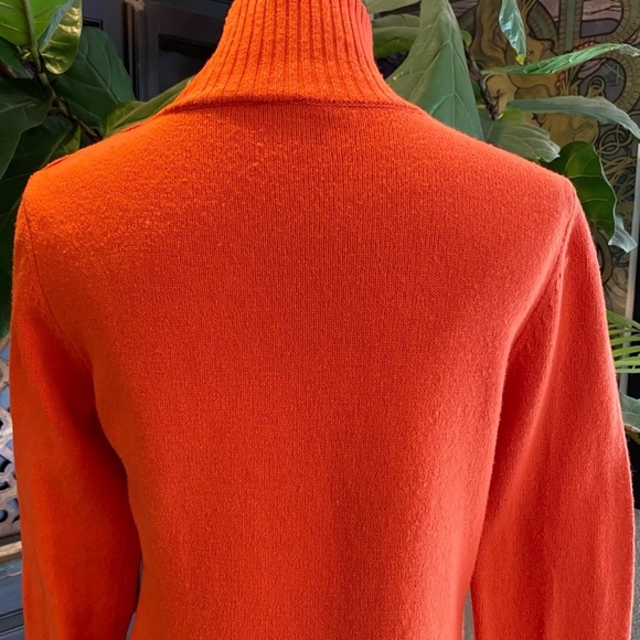 Anthropologie Tisbury Orange Mock Neck Arm Snaps Fitted Wool Sweater - Picture 12 of 13